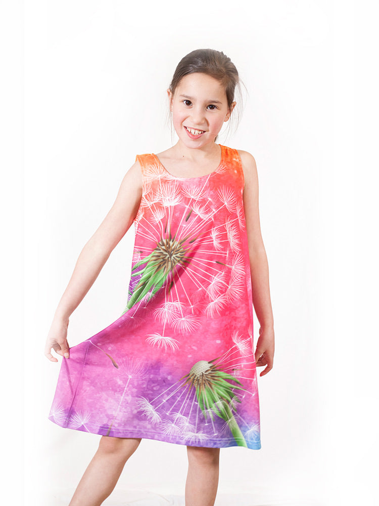 Dandelion Days - Girls pink flower dress - deezo the happy fashion