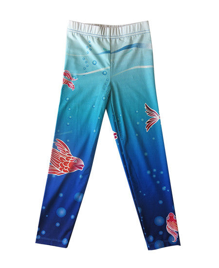 underwater - printed girls leggings - deezo the happy fashion