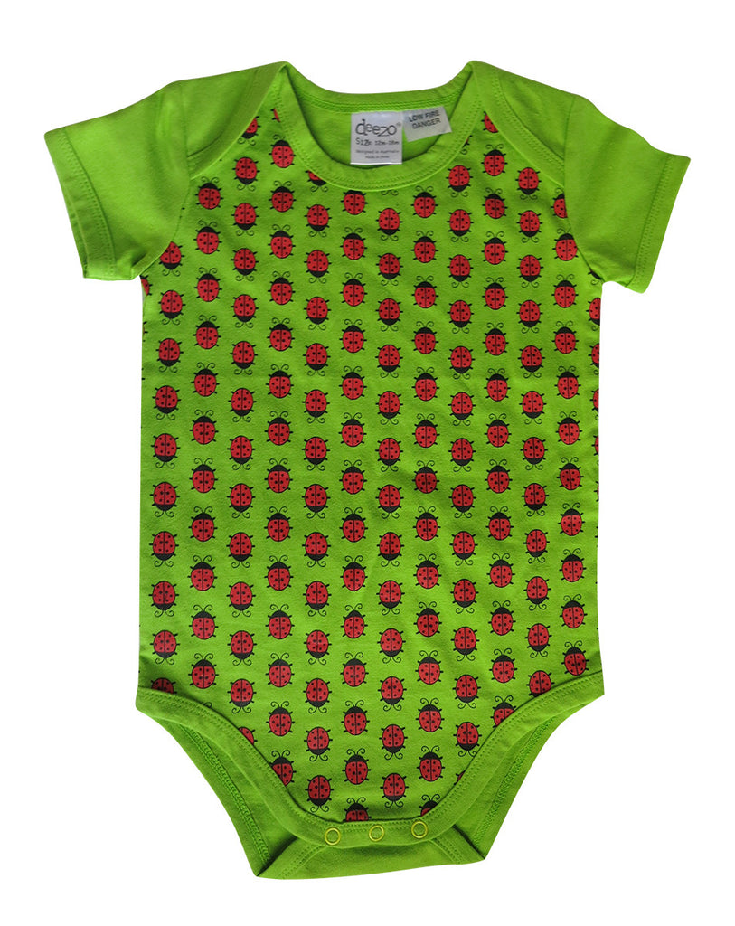 Lady bug on Lime - Baby Suit - deezo the happy fashion