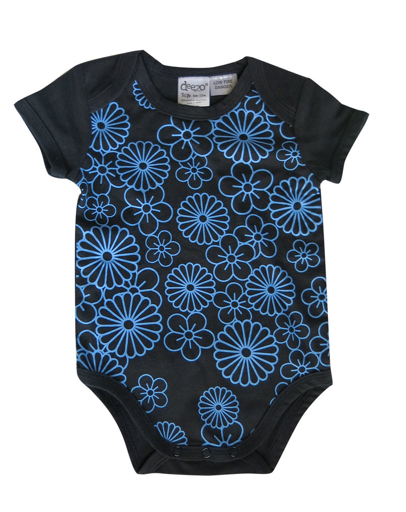 Flower on Navy - Baby Suit - deezo the happy fashion