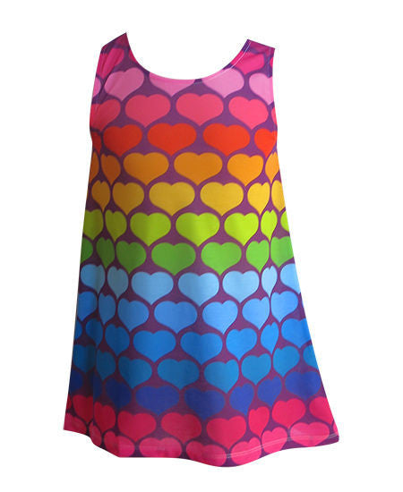 Rainbow love hearts - Girls boho dress - deezo the happy fashion