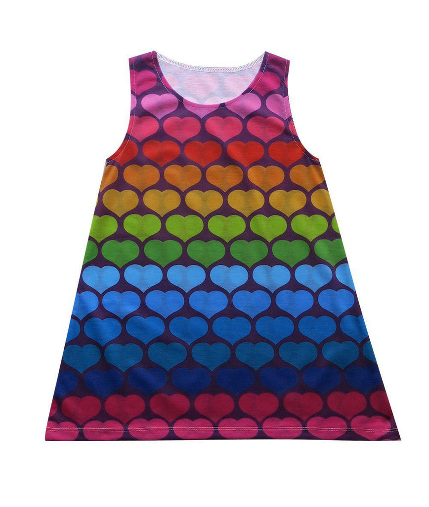 Rainbow love hearts - Girls boho dress - deezo the happy fashion