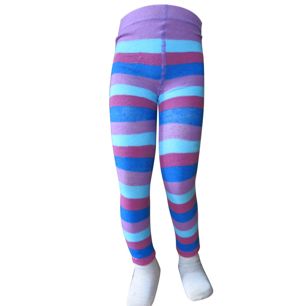 Purple & Blue Stripe Leggings - Size 12-18m - deezo the happy fashion
